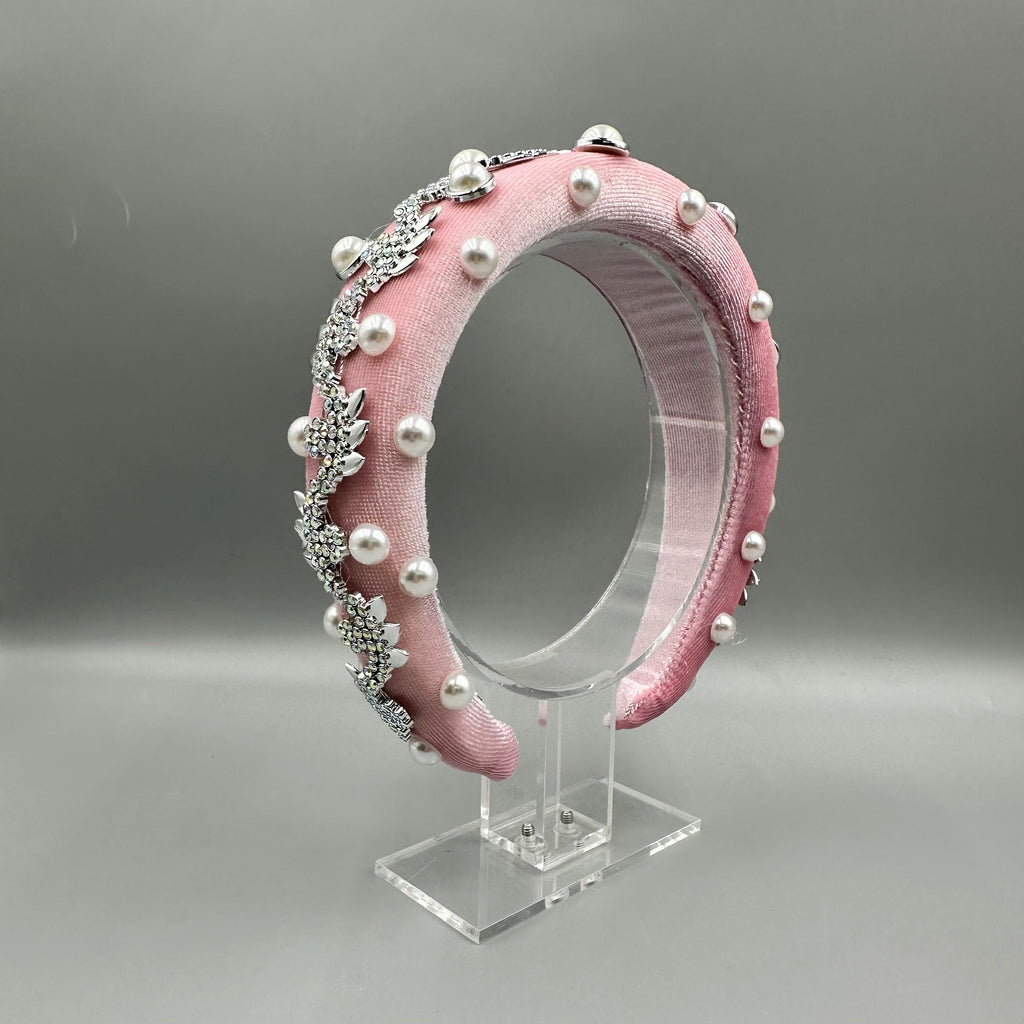 Pearl Rhinestone Chain Sponge Headband L4896 - view 4