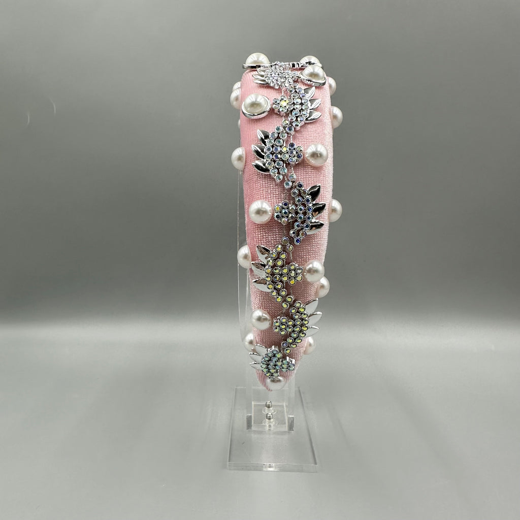Pearl Rhinestone Chain Sponge Headband L4896 - view 10