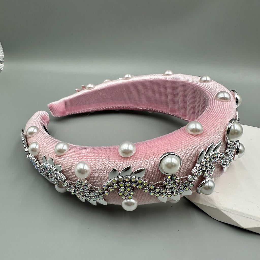 Pearl Rhinestone Chain Sponge Headband L4896 - view 12