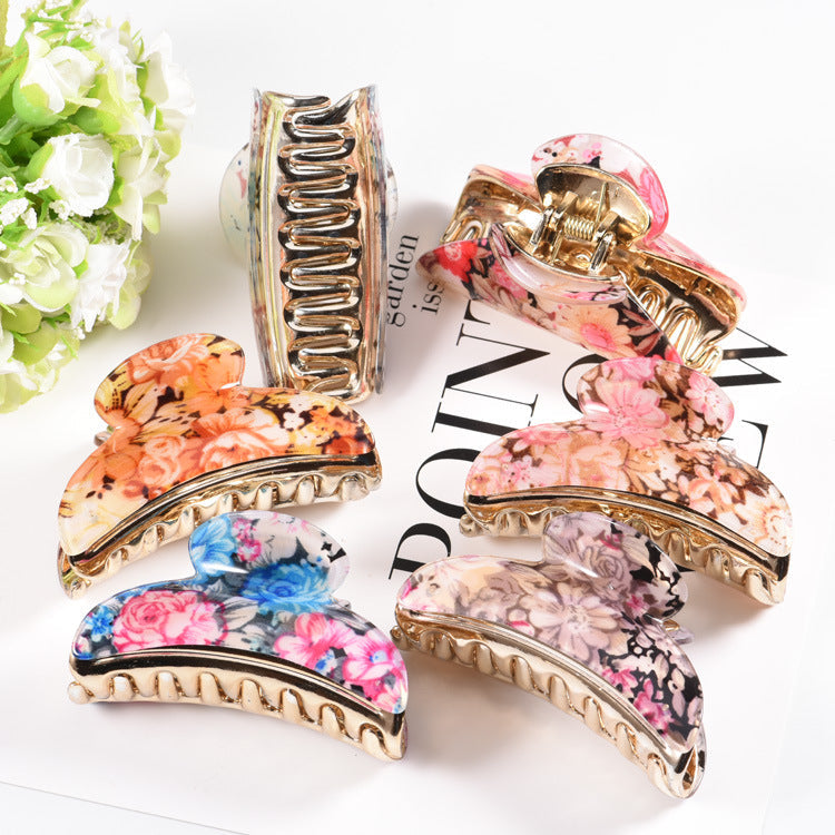 Large Floral Acrylic Hairpin Hair Claw L4933