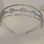 Silver Flower Cubic Zirconia Headband L4968