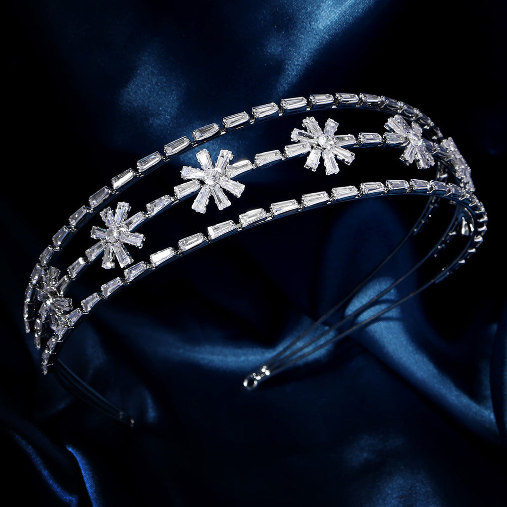 Silver Flower Cubic Zirconia Headband L4968