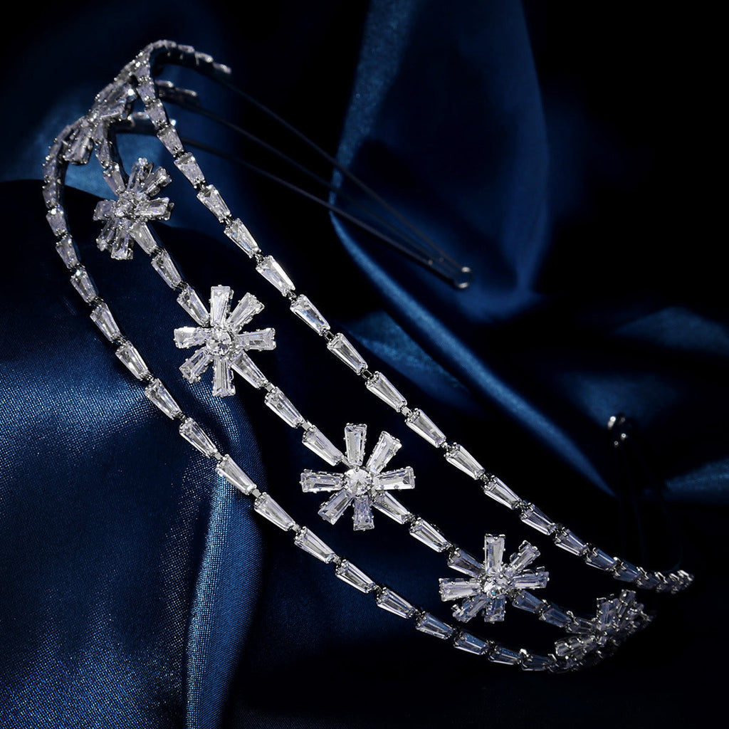 Silver Flower Cubic Zirconia Headband L4968
