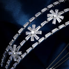 Silver Flower Cubic Zirconia Headband L4968
