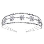 Silver Flower Cubic Zirconia Headband L4968