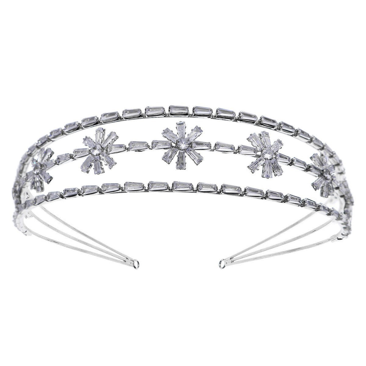 Silver Flower Cubic Zirconia Headband L4968