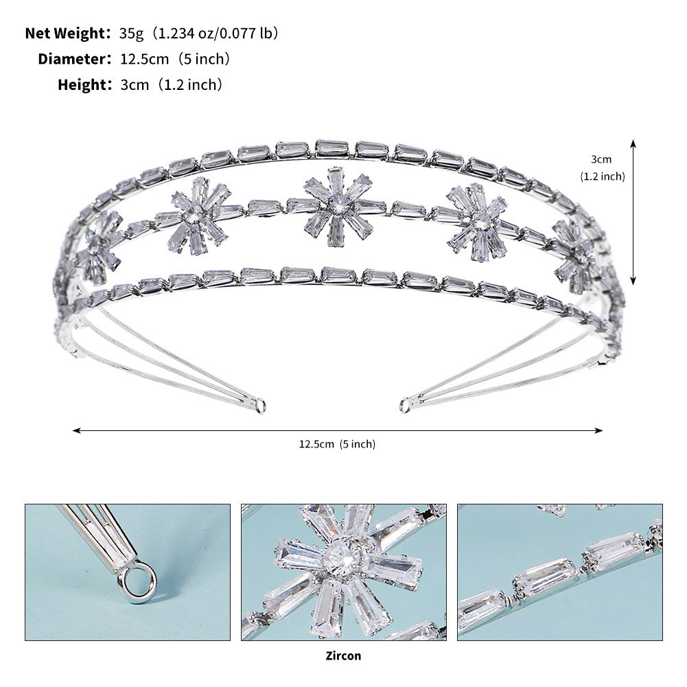 Silver Flower Cubic Zirconia Headband L4968