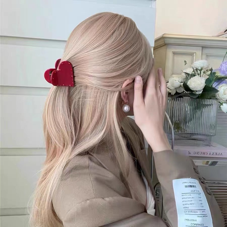 Heart Shape Crystal Acrylic Hair Clip L5019