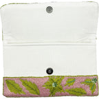 Embroidered Leaves Beaded Clutch LAC-SS-813