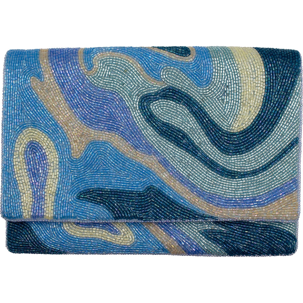 Blue Wave Beaded Clutch LAC-SS-867