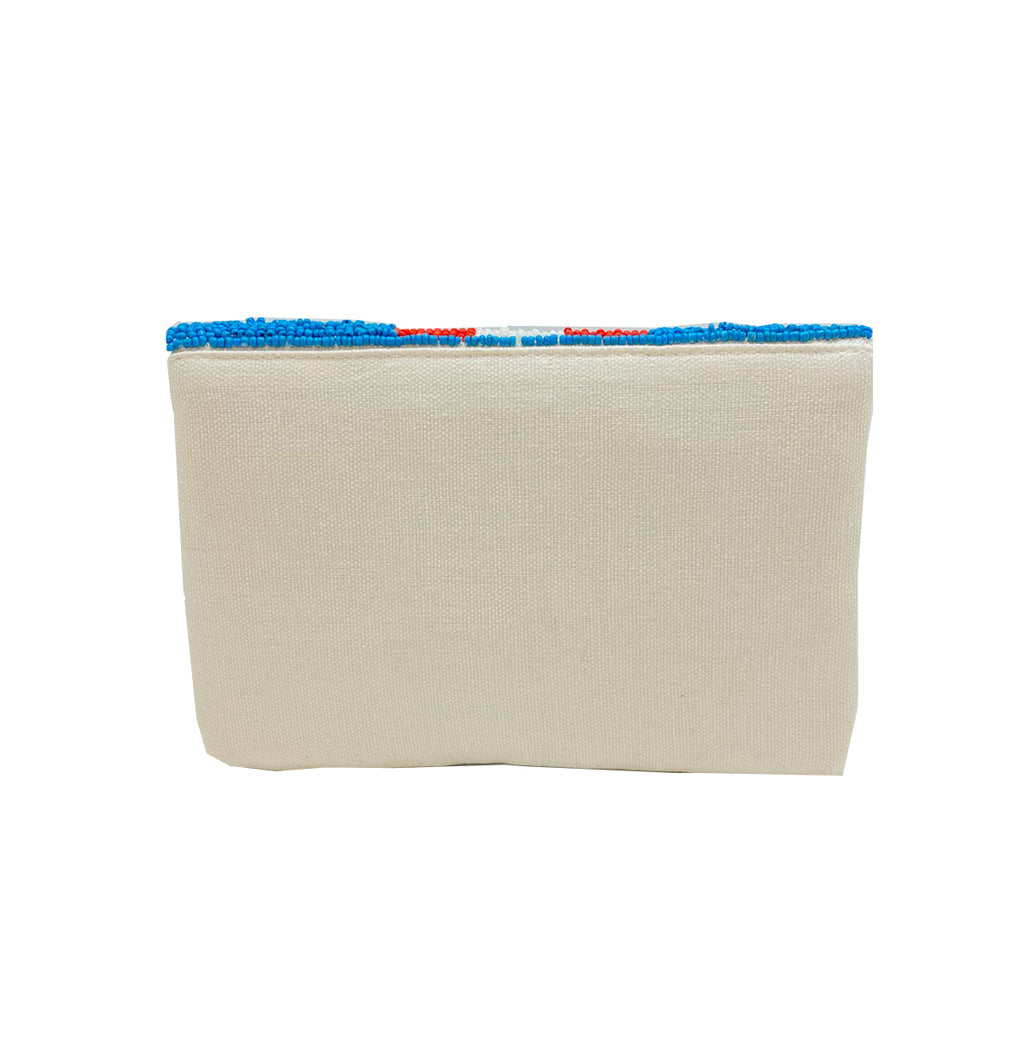 Blue Mini BEE-You Striped Beaded Clutch  LMC-143