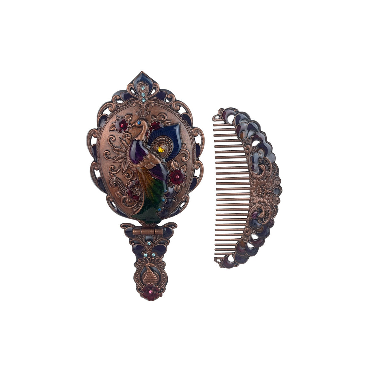 Medium Size Peacock Metal Mirror Set M0391 - view 3