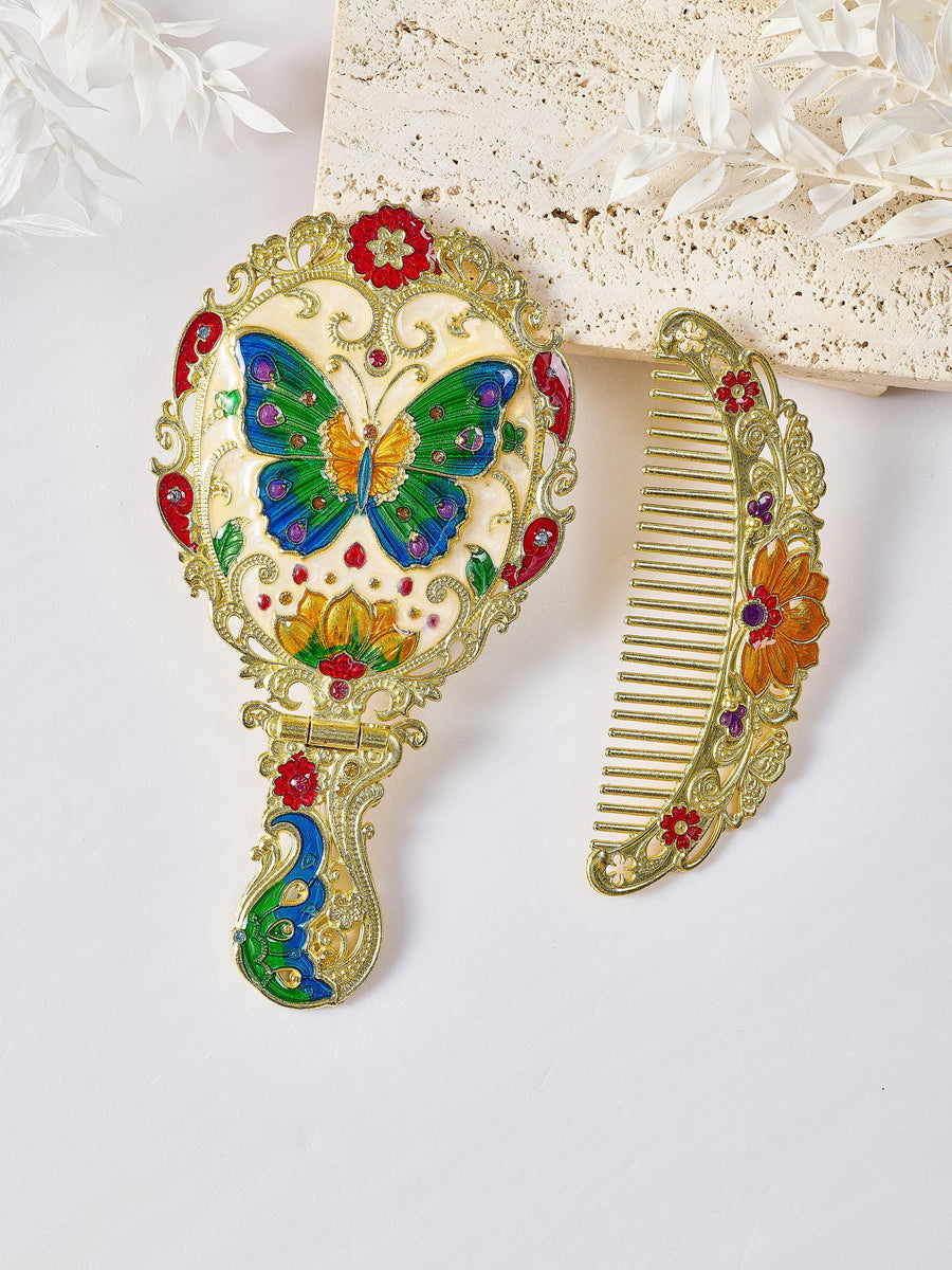 Medium Size Butterfly Metal Mirror Set M0392