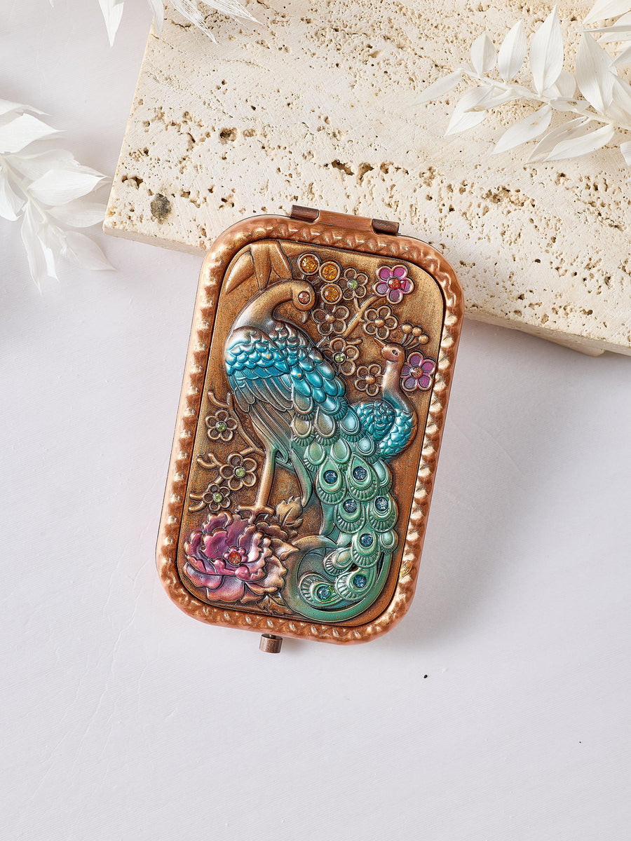 Vintage Peacock Portable Cellphone Mirror M0400
