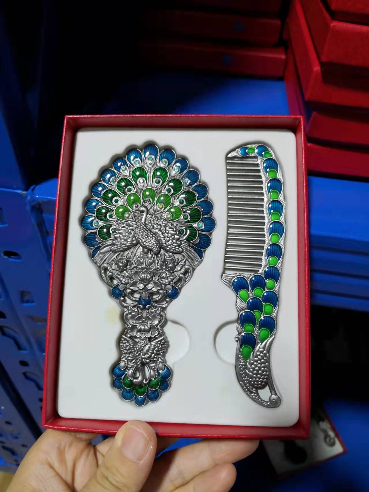 Small Size Peacock Alloy Mirror Set M0412 - view 4