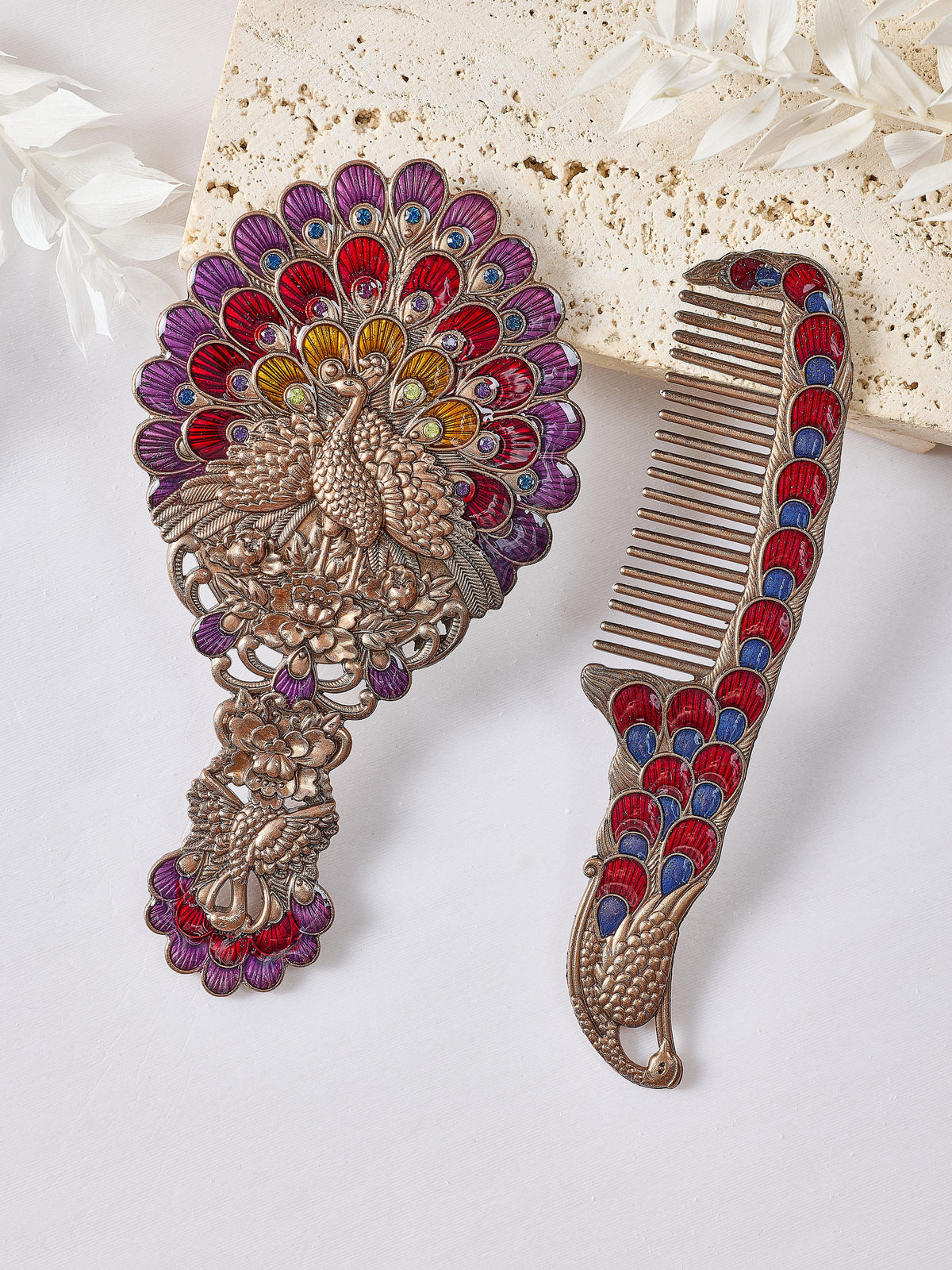 Small Size Peacock Alloy Mirror Set M0412 - view 2