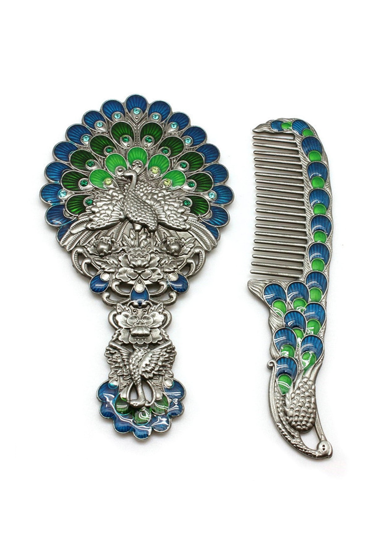 Small Size Peacock Alloy Mirror Set M0412 - view 3