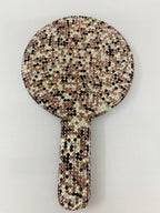 Circle Ceramic Rhinestone Hand Mirror M0436