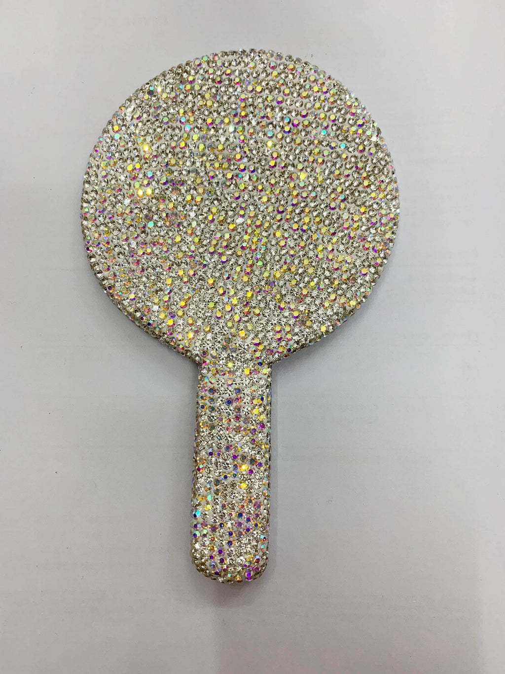Circle Ceramic Rhinestone Hand Mirror M0436