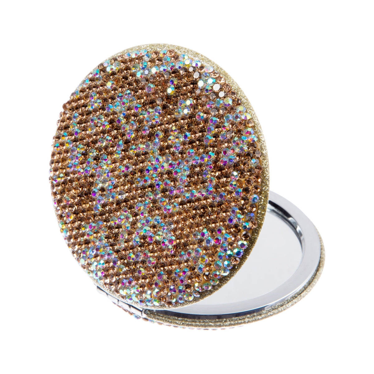 Round Ceramic Rhinestone Folding Makeup Mirror M0449 - view 3