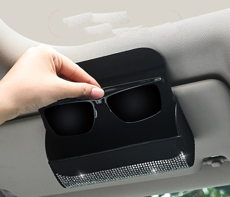 Car Accessories - Rhinestone Car Sun Visor Glasses Storage MIS0669