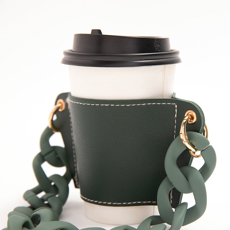 PU Leather Acrylic Chain Cup Holder MIS0914