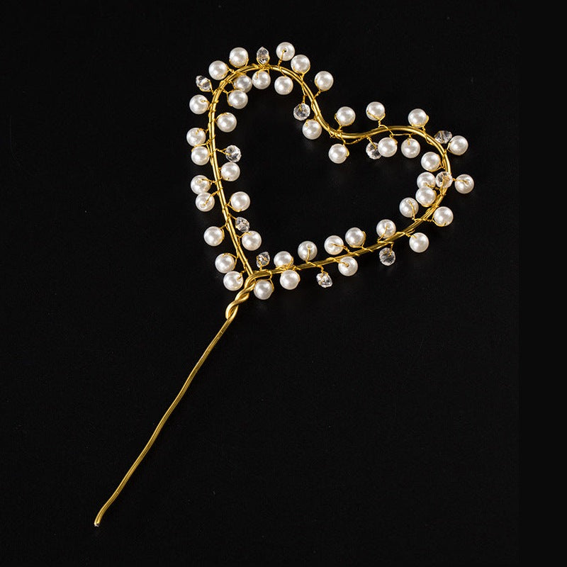 Heart Pearl Birthday Cake Decoration MIS0939