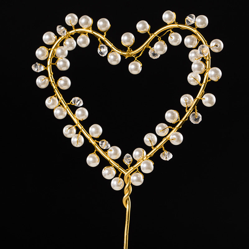 Heart Pearl Birthday Cake Decoration MIS0939