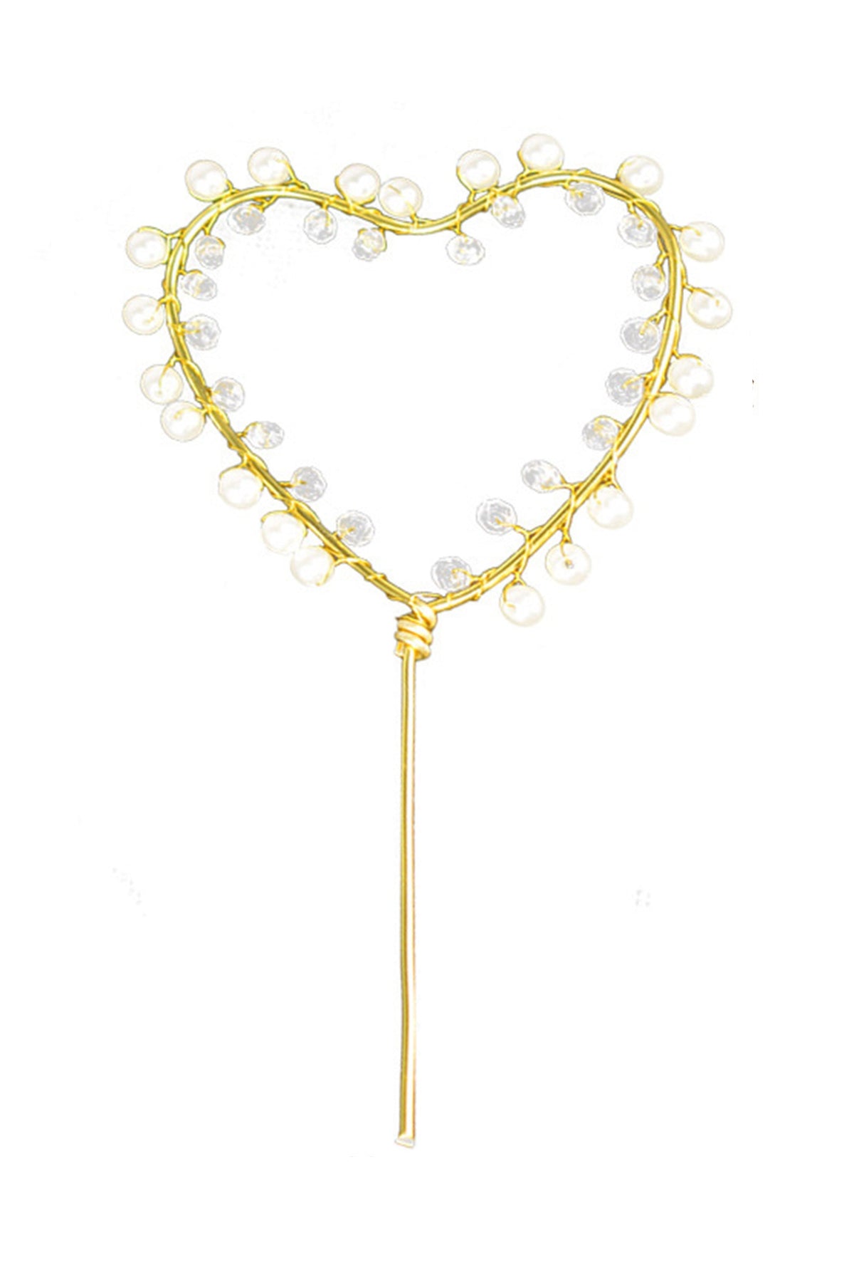 Heart Pearl Birthday Cake Decoration MIS0939