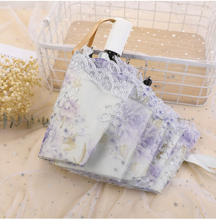 Floral Embroidered Lace Sunscreen Folding Umbrella MIS0947 – view 7