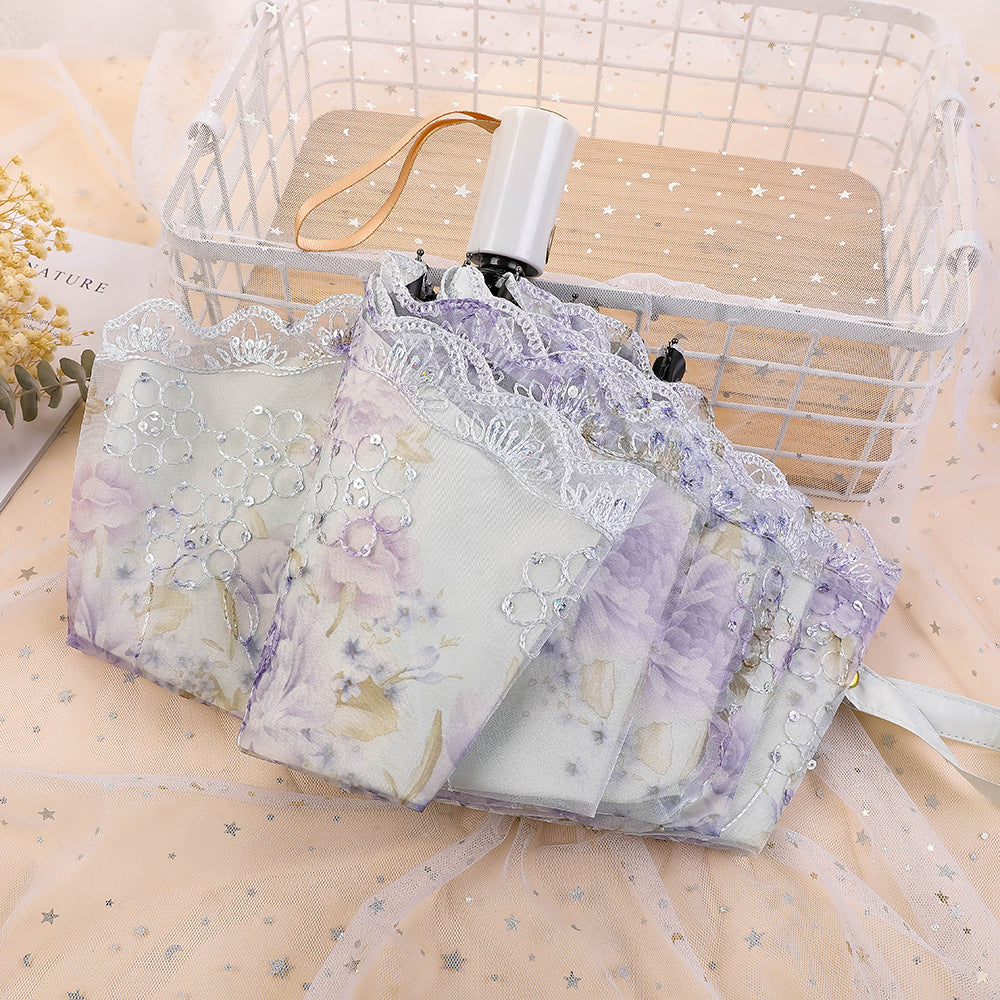 Floral Embroidered Lace Sunscreen Folding Umbrella MIS0947 – view 5