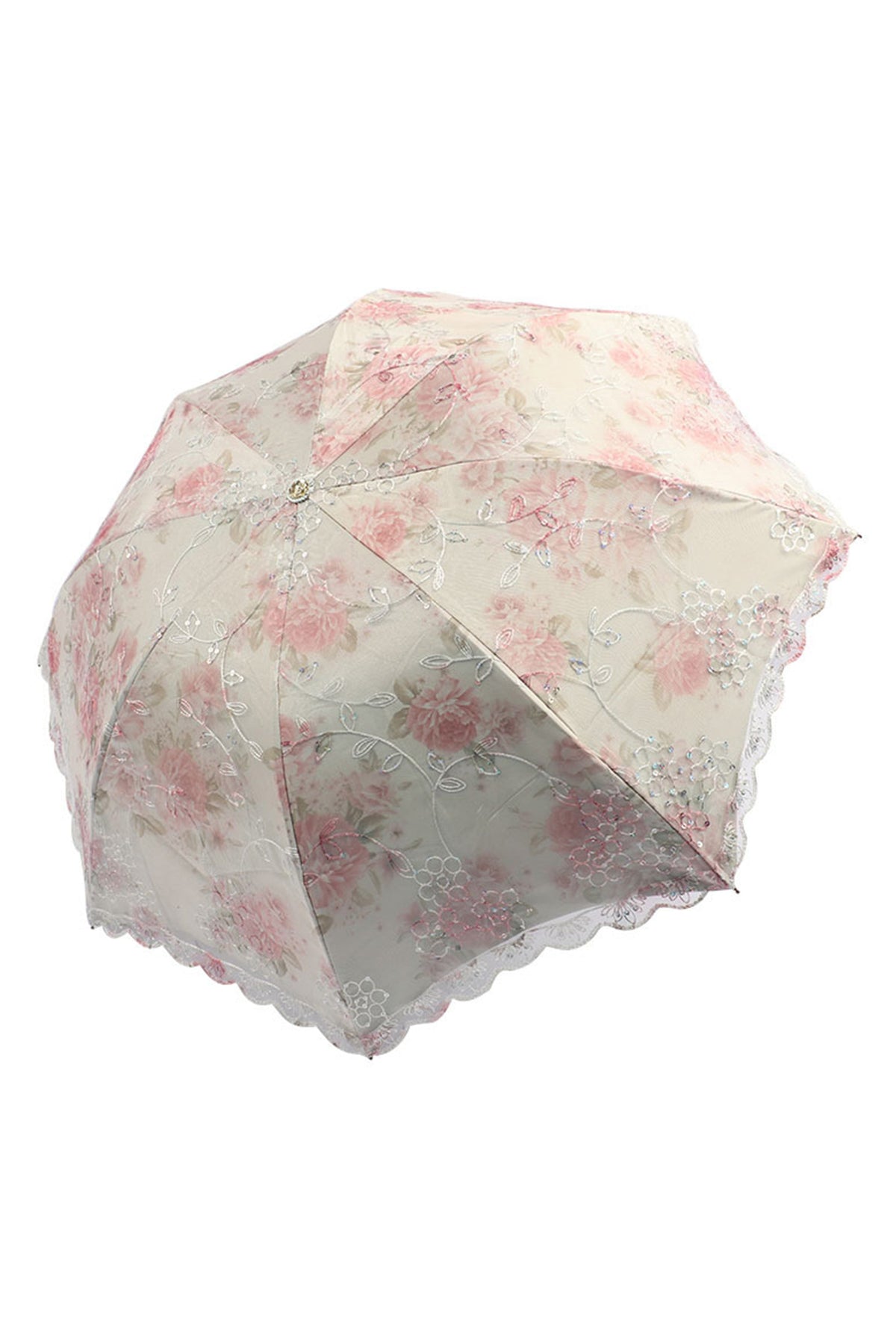 Floral Embroidered Lace Sunscreen Folding Umbrella MIS0947