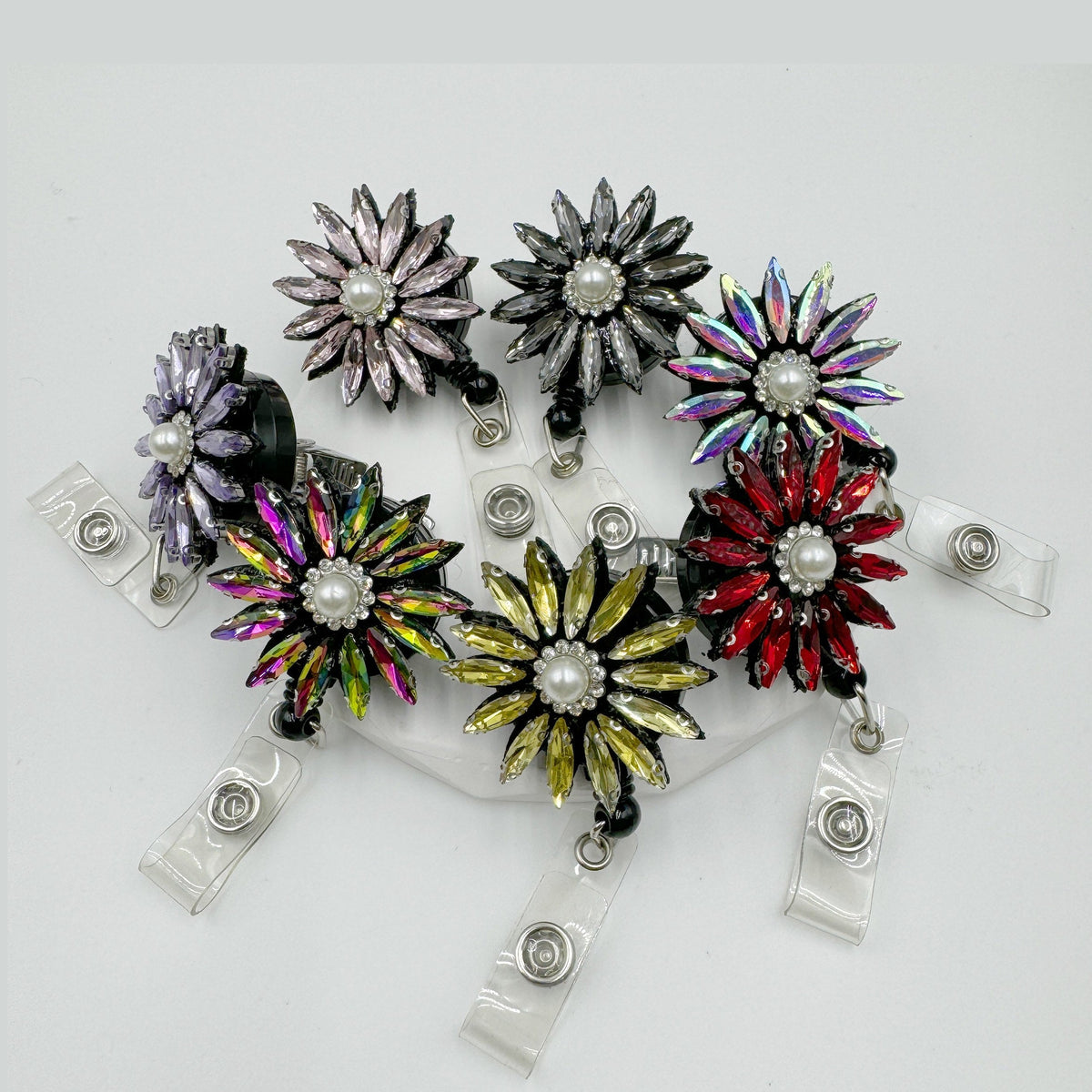 Flower Rhinestone Badge Holder Buckle MIS1007