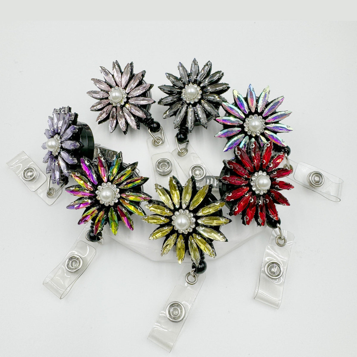 Flower Rhinestone Badge Holder Buckle MIS1007