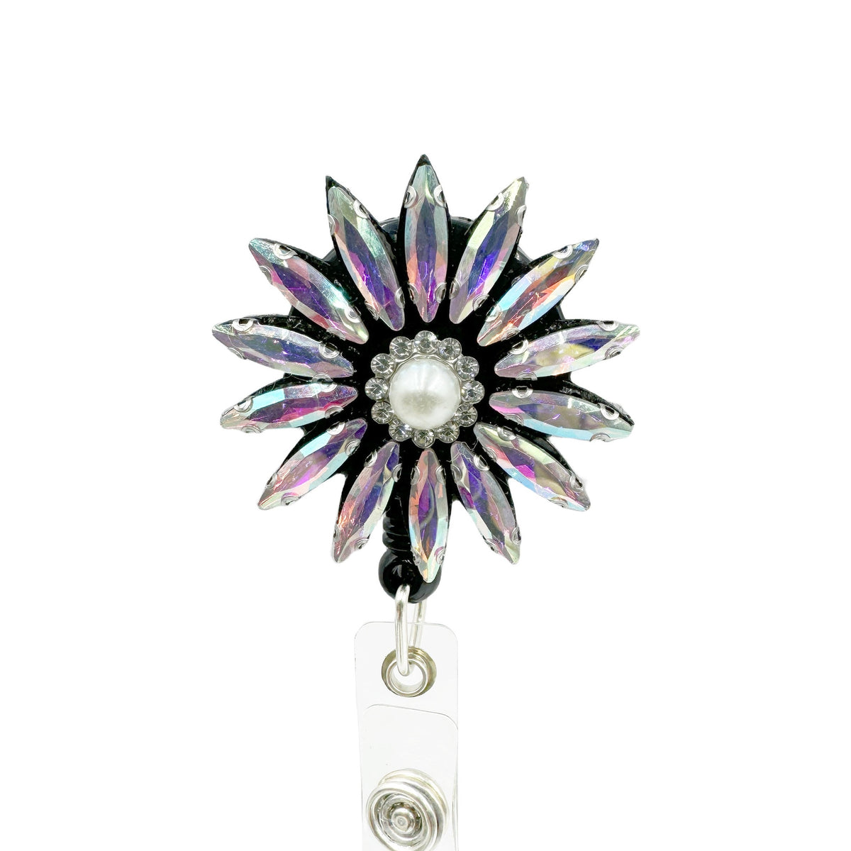 Flower Rhinestone Badge Holder Buckle MIS1007