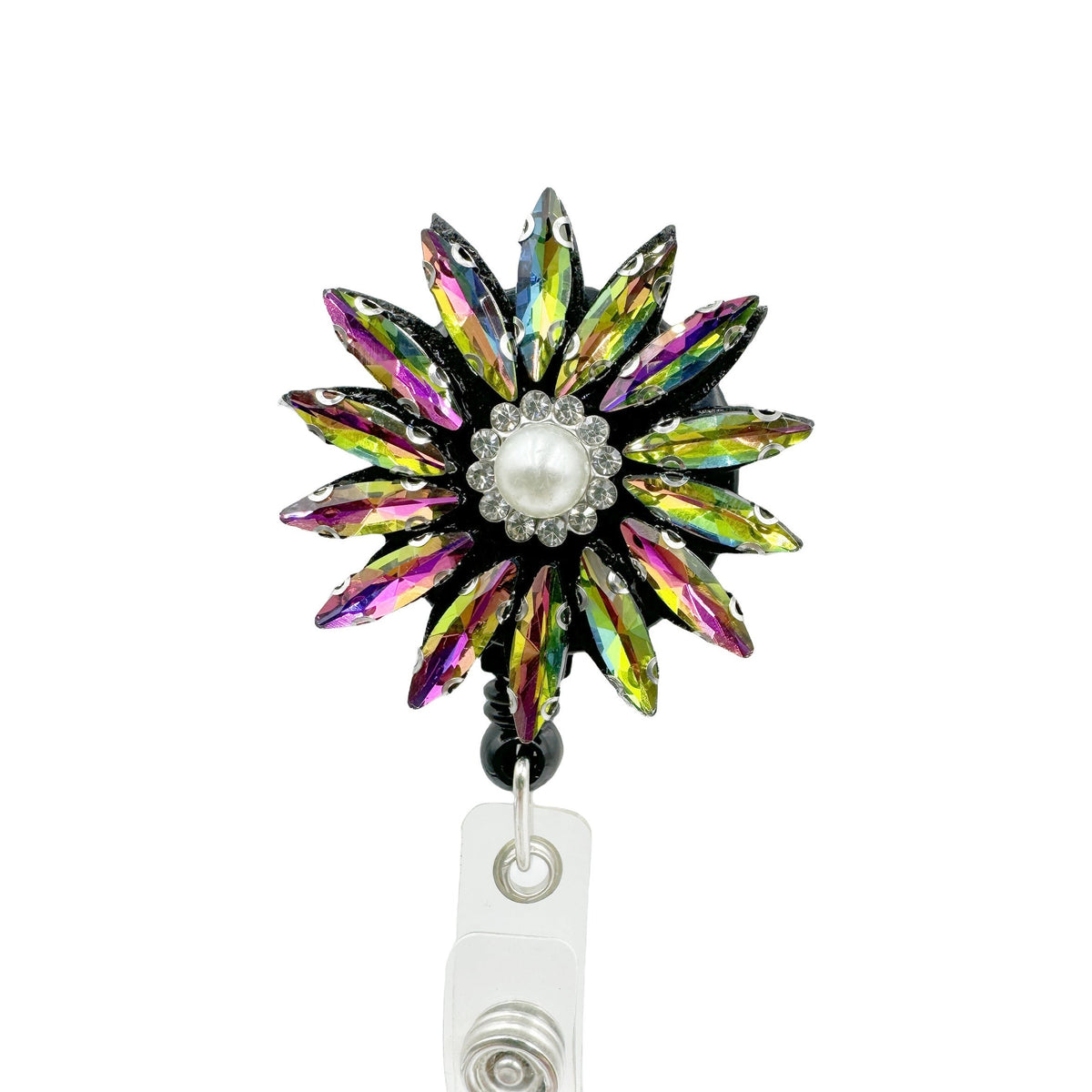 Flower Rhinestone Badge Holder Buckle MIS1007