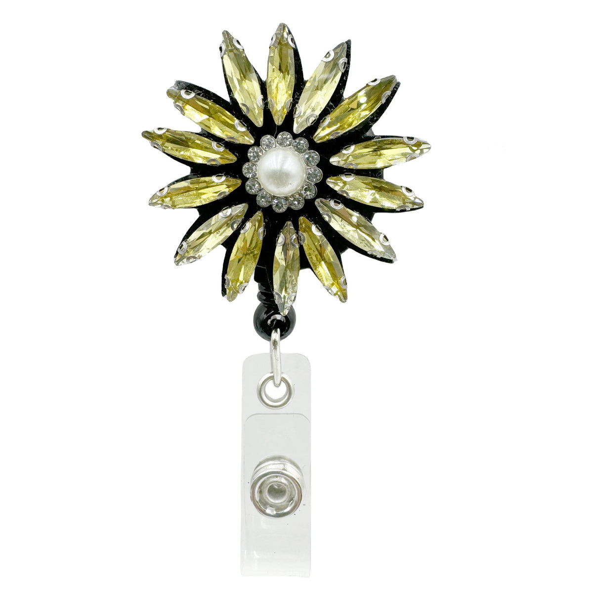 Flower Rhinestone Badge Holder Buckle MIS1007