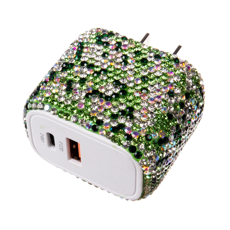 Ceramic Rhinestone USB-C & USB Dual-Port Wall Charger MIS1022