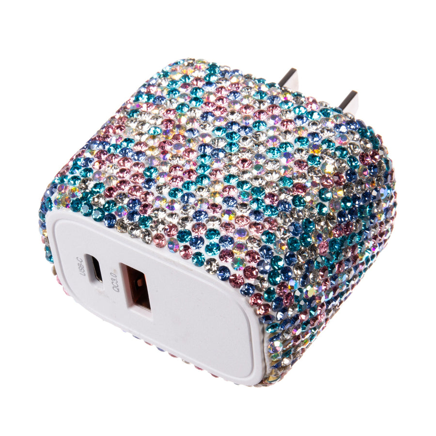 Ceramic Rhinestone USB-C & USB Dual-Port Wall Charger MIS1022