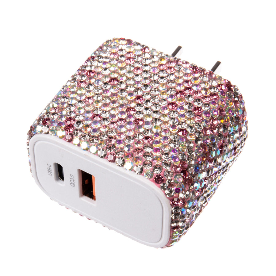 Ceramic Rhinestone USB-C & USB Dual-Port Wall Charger MIS1022