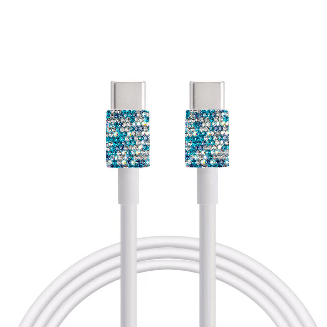 Ceramic Rhinestone USB-to-USB-C Charging Cable MIS1024