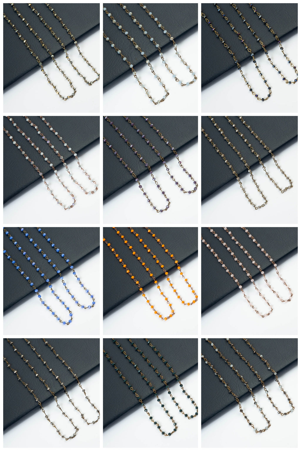 Crystal Beaded Chain Necklace N1163