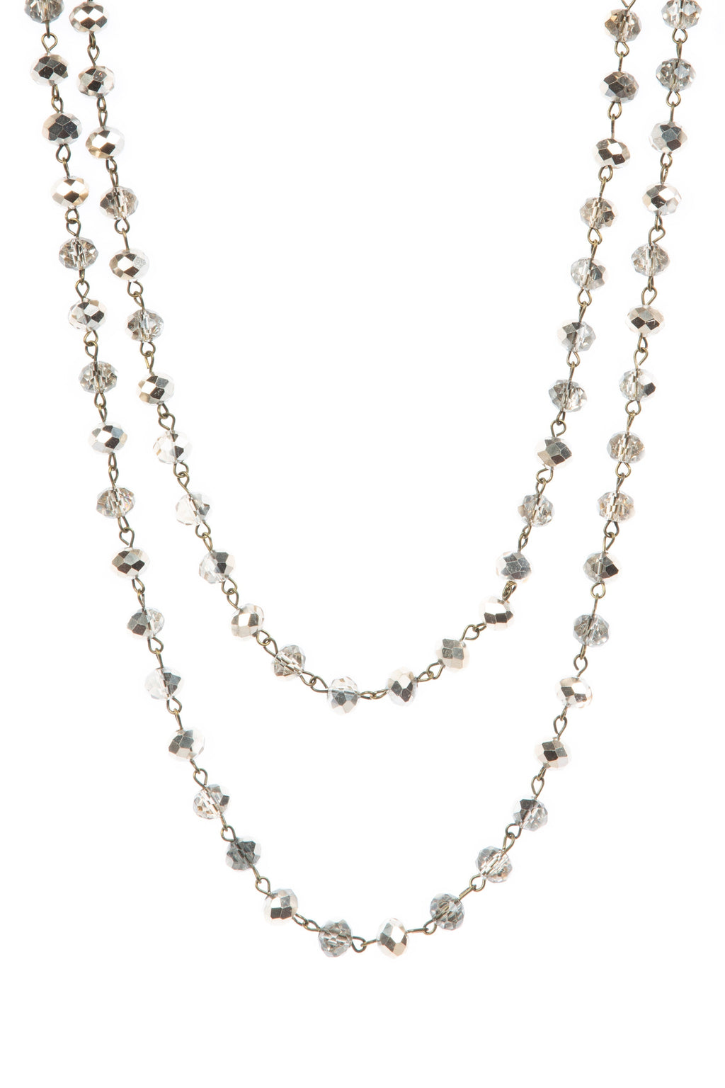 Crystal Beaded Chain Necklace N1163-135-Bronze - view 4