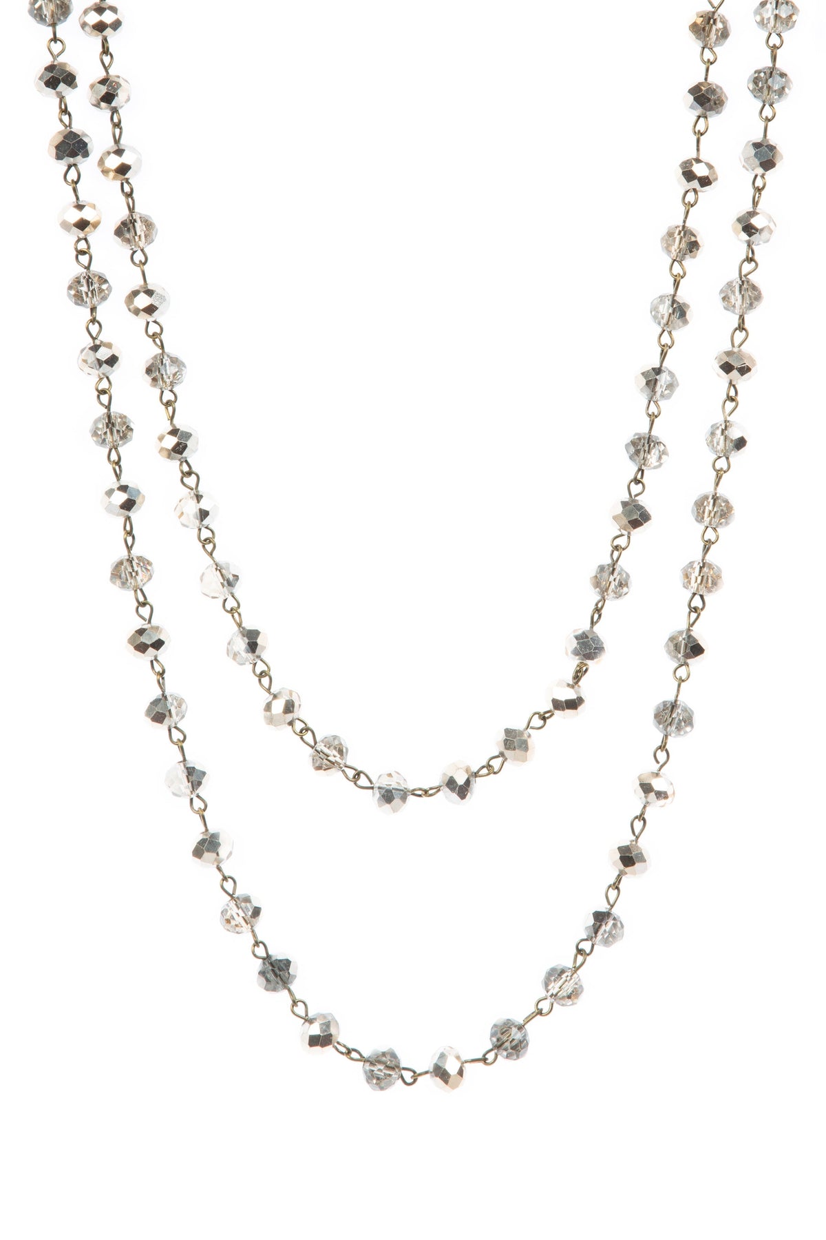 Crystal Beaded Chain Necklace N1163-135-Bronze - view 4