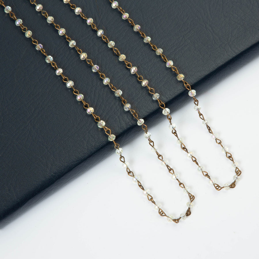 Crystal Beaded Chain Necklace N1163-136-BZ
