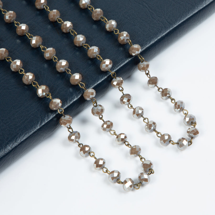 Crystal Beaded Chain Necklace N1163-175-BZ