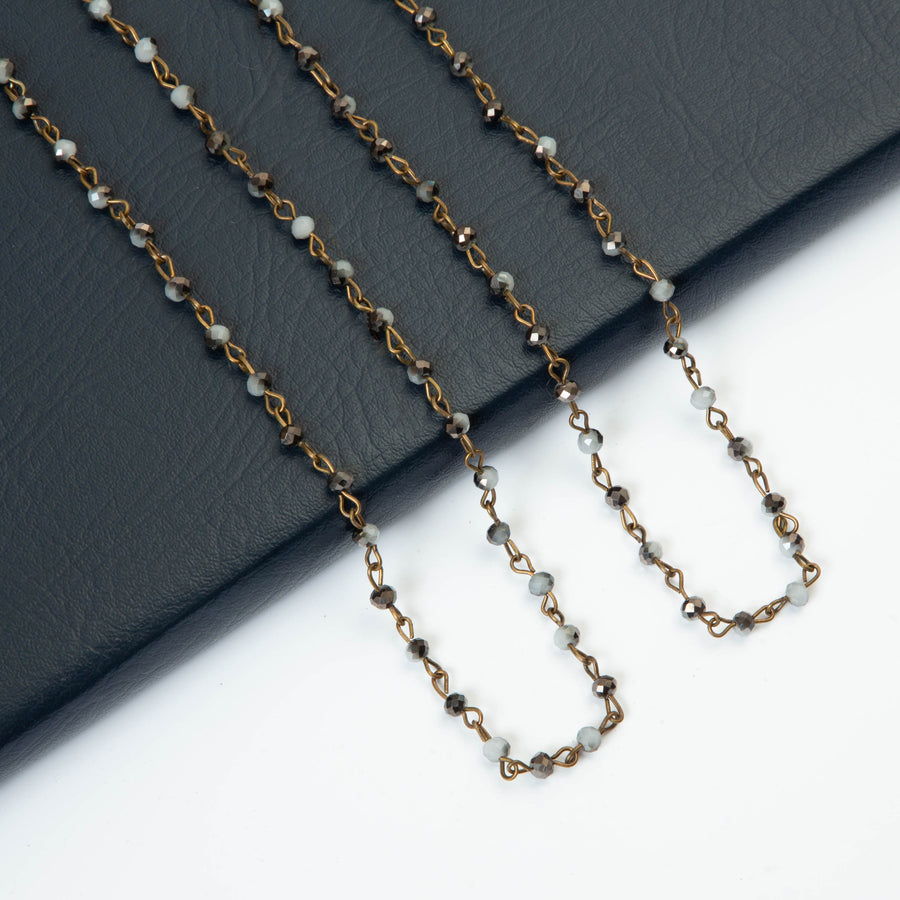 Crystal Beaded Chain Necklace N1163-178-BZ