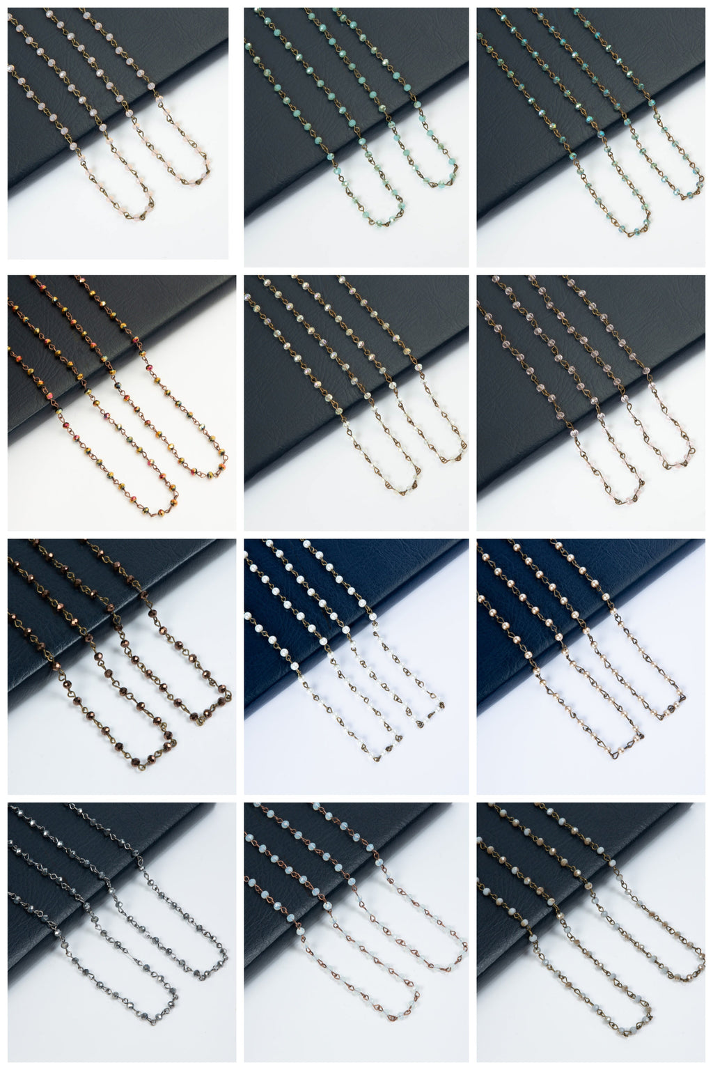 Crystal Beaded Chain Necklace N1163