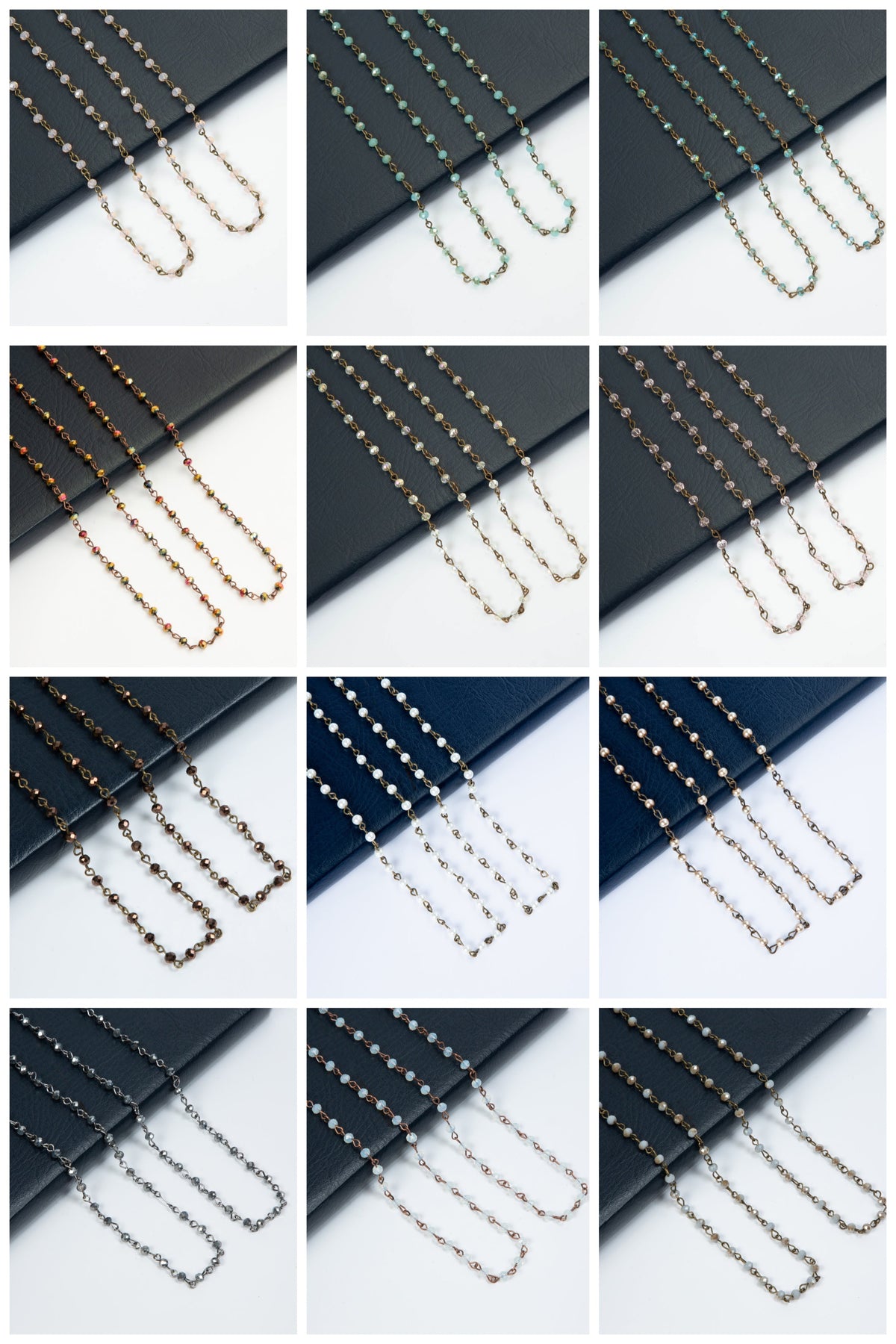 Crystal Beaded Chain Necklace N1163