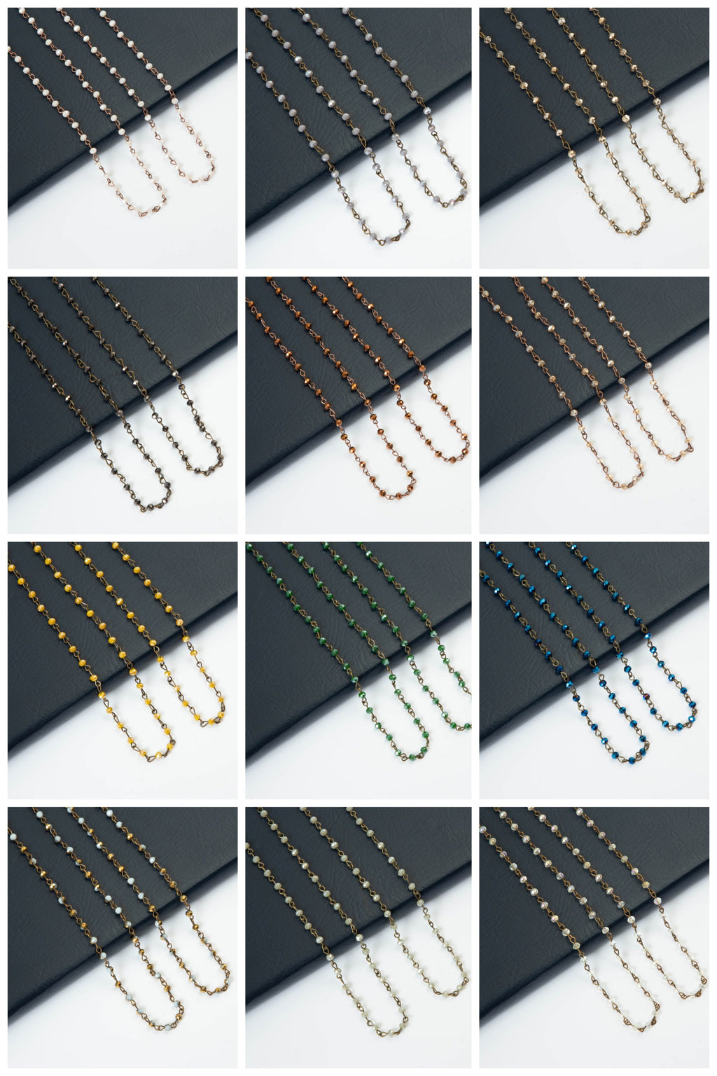 Crystal Beaded Chain Necklace N1163